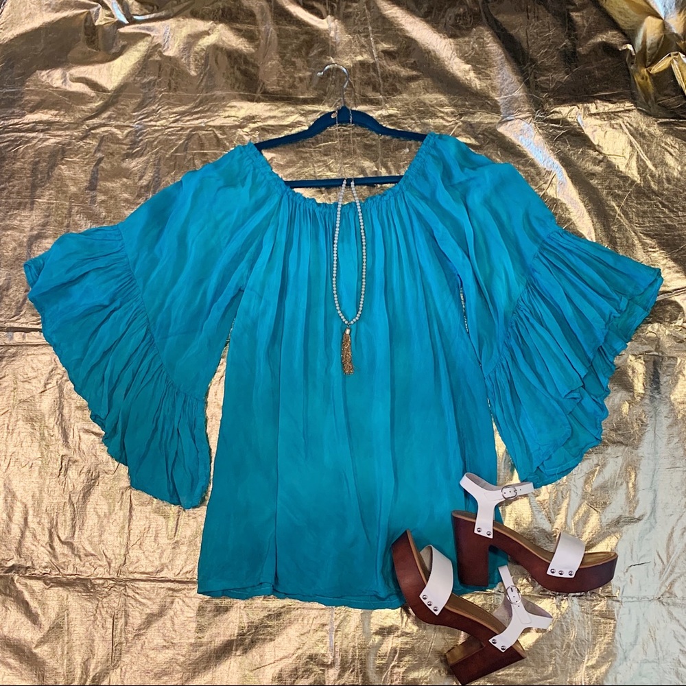 Elan mini summer dress with bell sleeves